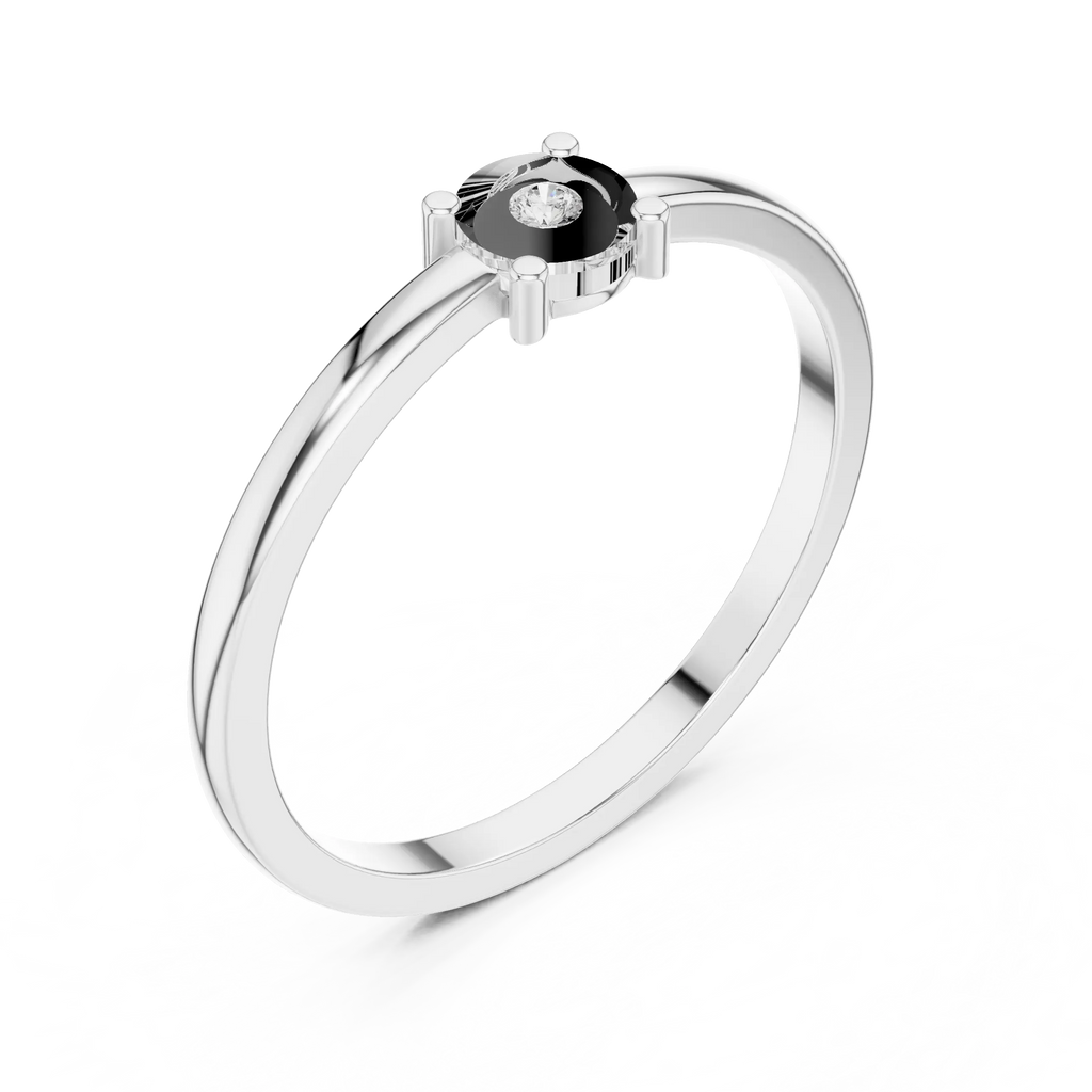 14K White Gold Round Moissanite Diamond Minimalist Solitaire Ring