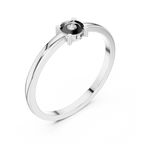 14K White Gold Round Moissanite Diamond Minimalist Solitaire Ring