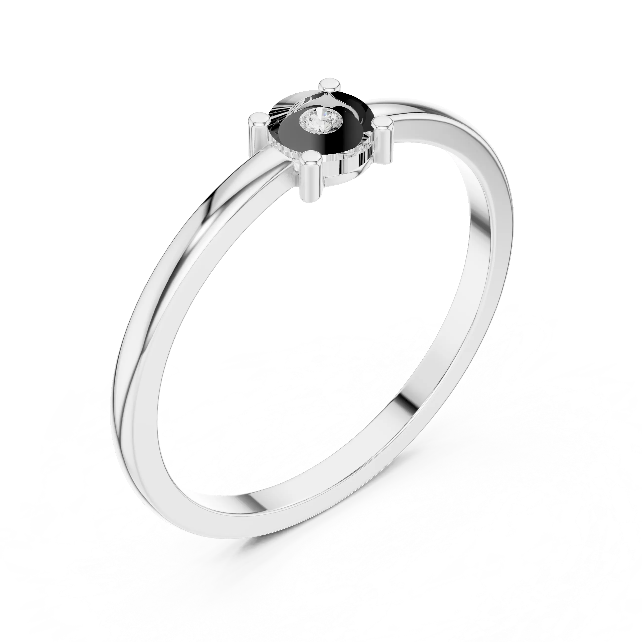 14K White Gold Round Moissanite Diamond Minimalist Solitaire Ring