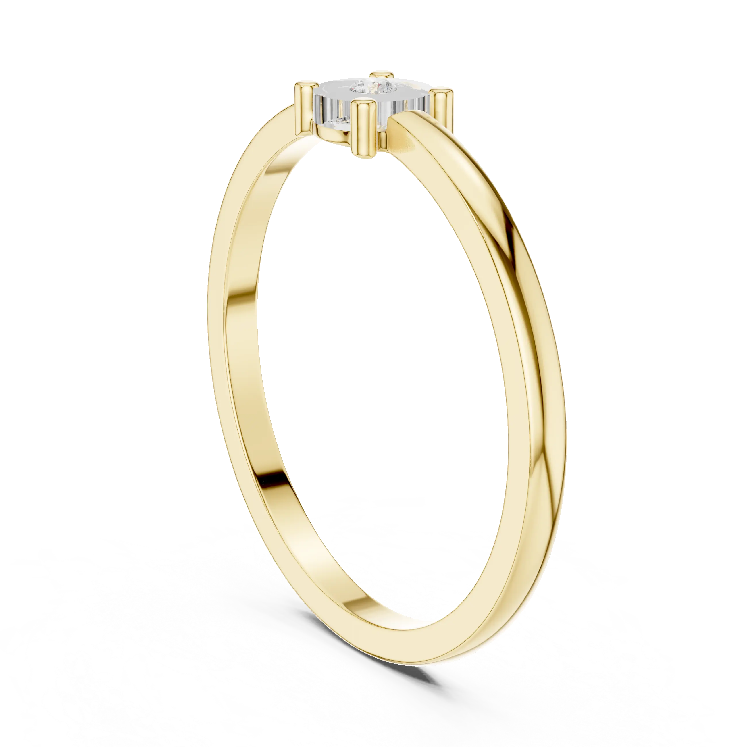 14K White Gold Round Moissanite Diamond Minimalist Solitaire Ring