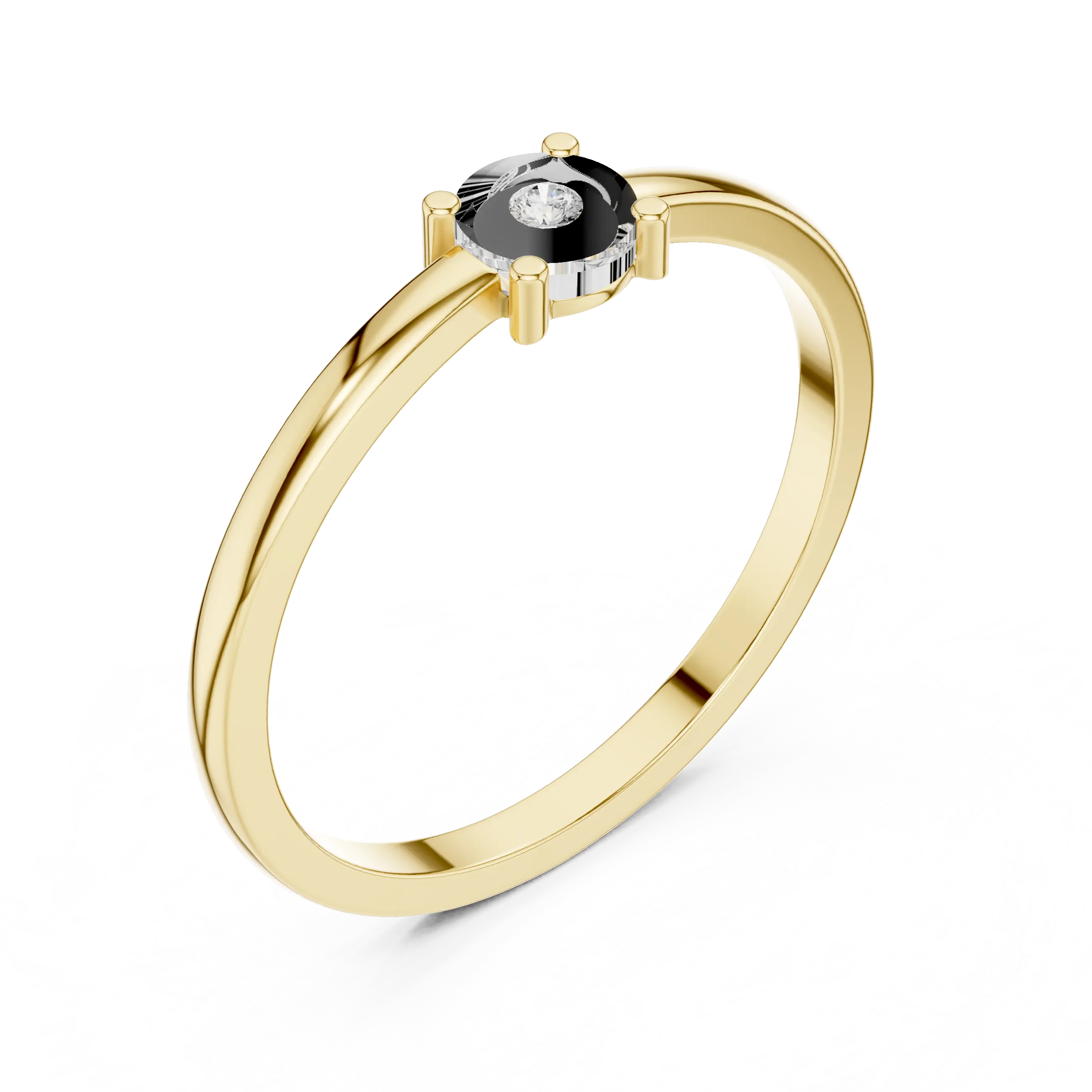14K White Gold Round Moissanite Diamond Minimalist Solitaire Ring