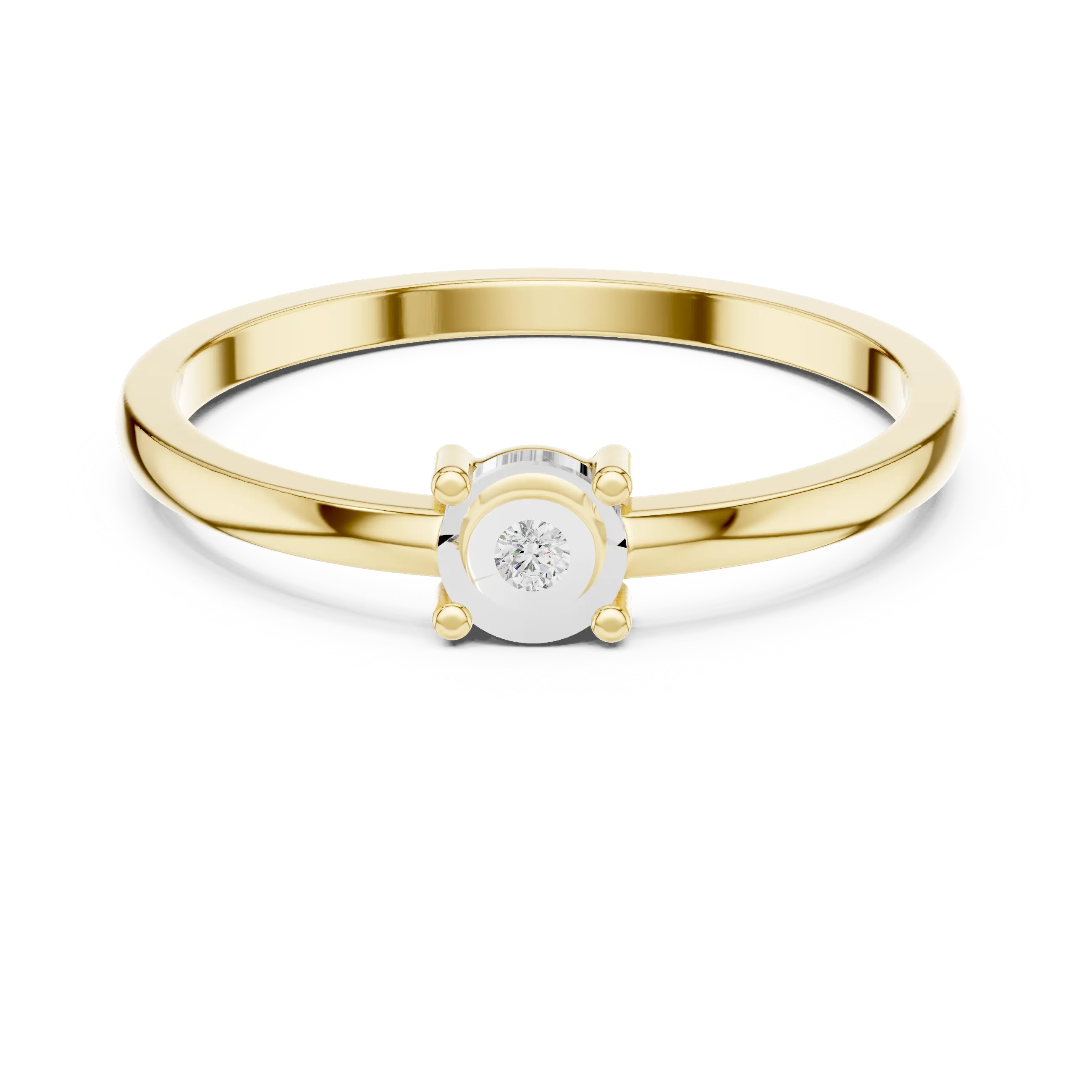 14K White Gold Round Moissanite Diamond Minimalist Solitaire Ring