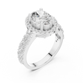 10K White Gold Oval Diamond Rope Texture Halo Ring