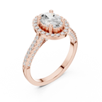 18K White Gold Oval Lab Grown Diamond Halo Engagement Ring