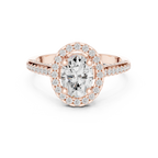 18K White Gold Oval Lab Grown Diamond Halo Engagement Ring