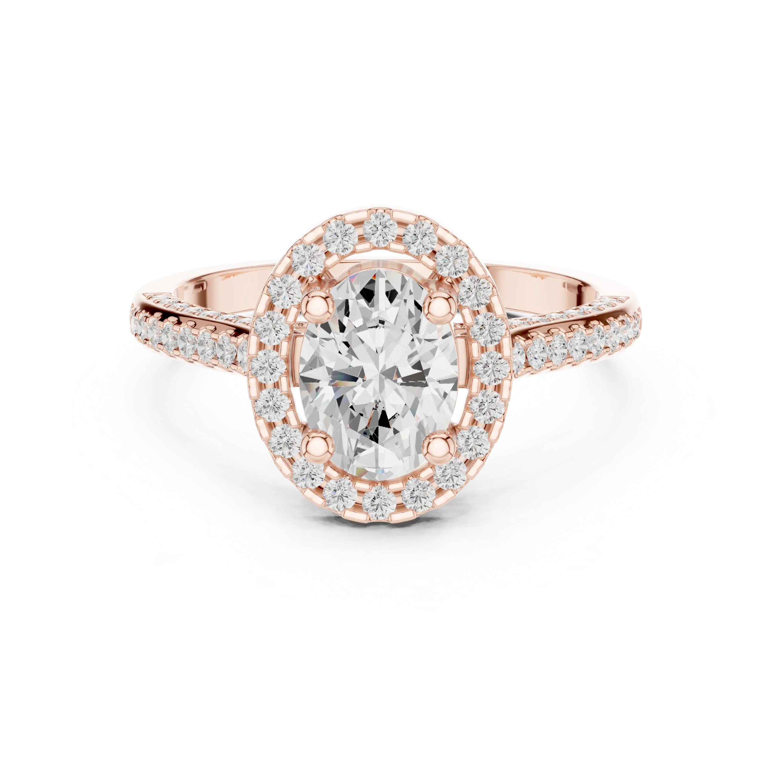 18K White Gold Oval Lab Grown Diamond Halo Engagement Ring