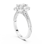18K White Gold Oval Lab Grown Diamond Halo Engagement Ring