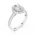 18K White Gold Oval Lab Grown Diamond Halo Engagement Ring