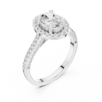 18K White Gold Oval Lab Grown Diamond Halo Engagement Ring