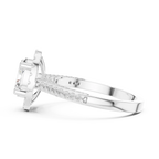 18K White Gold Oval Lab Grown Diamond Halo Engagement Ring