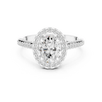 18K White Gold Oval Lab Grown Diamond Halo Engagement Ring