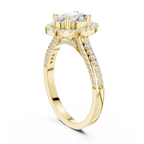 18K White Gold Oval Lab Grown Diamond Halo Engagement Ring