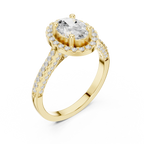 18K White Gold Oval Lab Grown Diamond Halo Engagement Ring