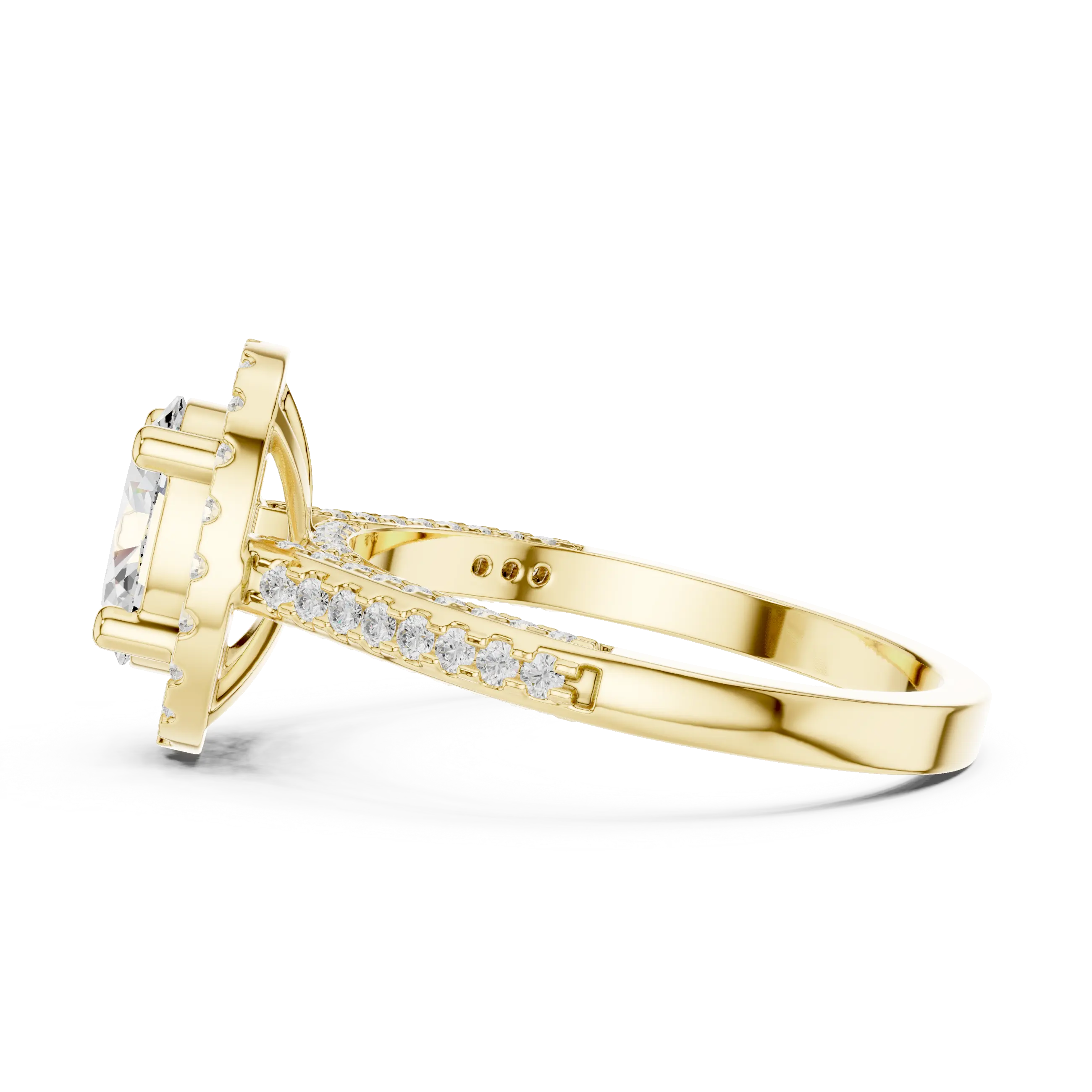 18K White Gold Oval Lab Grown Diamond Halo Engagement Ring