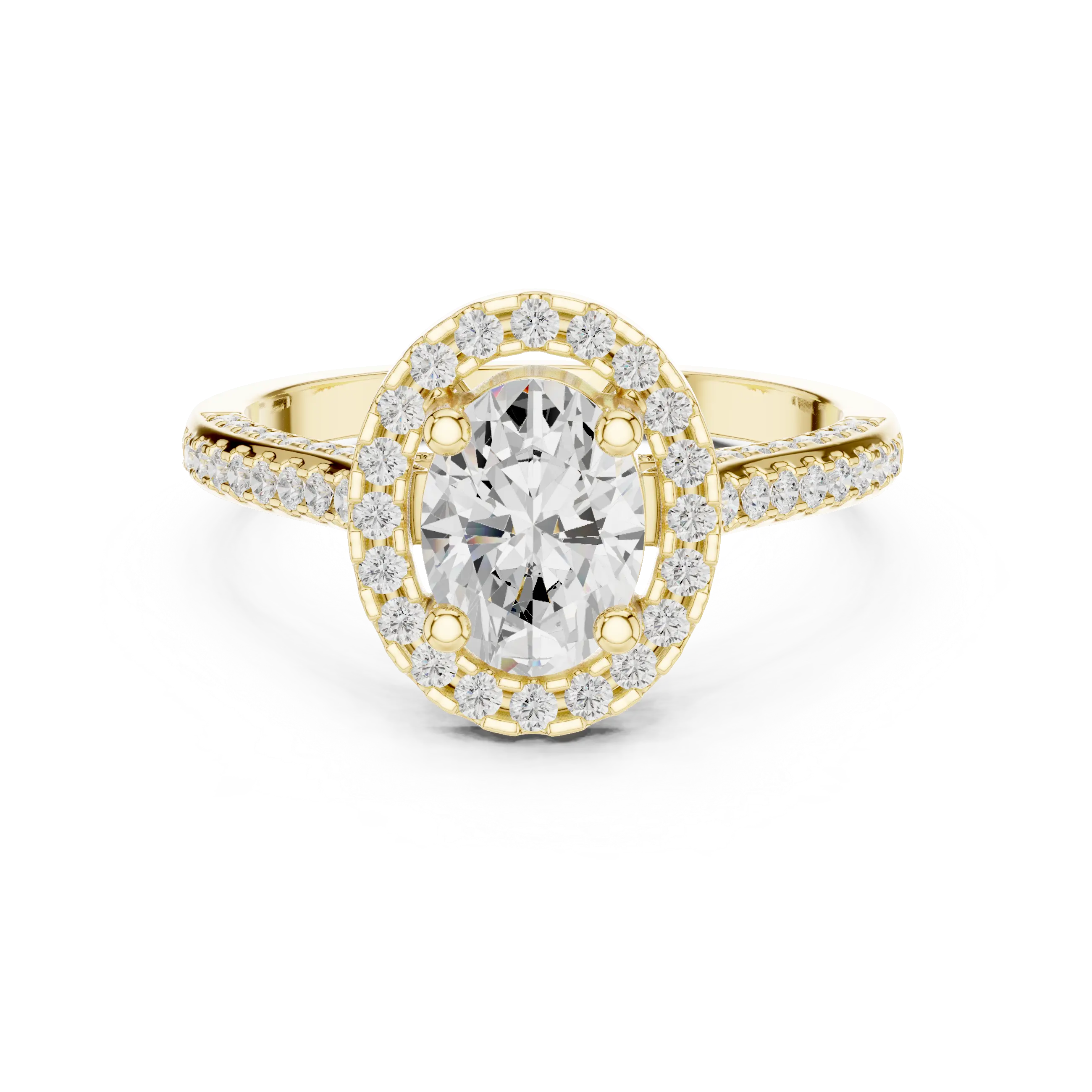 18K White Gold Oval Lab Grown Diamond Halo Engagement Ring