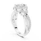 14K White Gold Oval Diamond Leaf Bypass Halo Ring