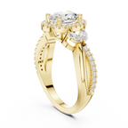 14K White Gold Oval Diamond Leaf Bypass Halo Ring