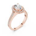 14K Rose Gold Emerald Cut Diamond Split Shank Lab Grown Ring