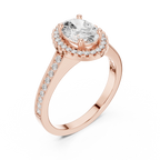 14K Rose Gold Emerald Cut Diamond Split Shank Lab Grown Ring