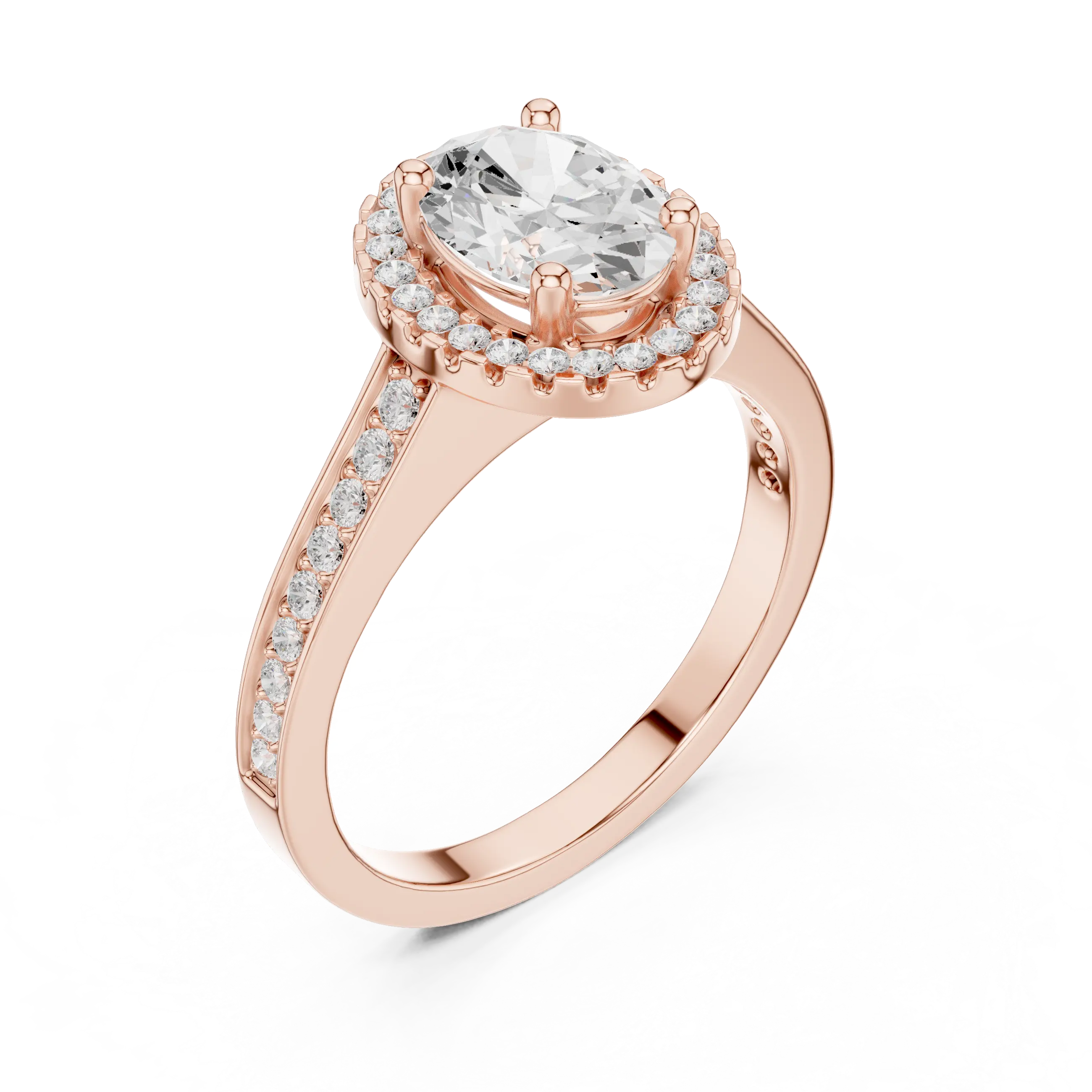 14K Rose Gold Emerald Cut Diamond Split Shank Lab Grown Ring