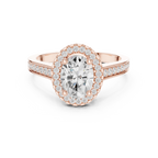 14K Rose Gold Emerald Cut Diamond Split Shank Lab Grown Ring