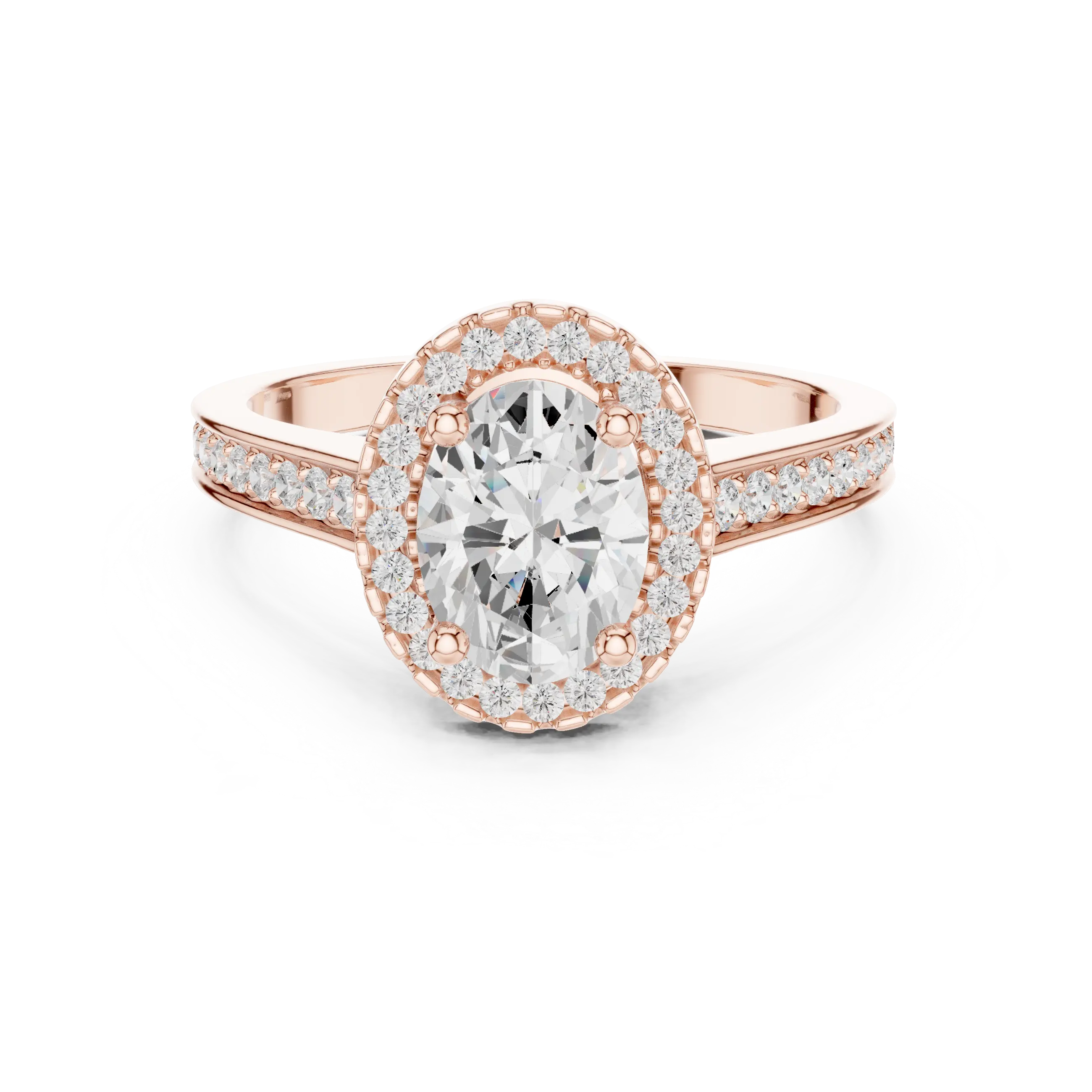 14K Rose Gold Emerald Cut Diamond Split Shank Lab Grown Ring