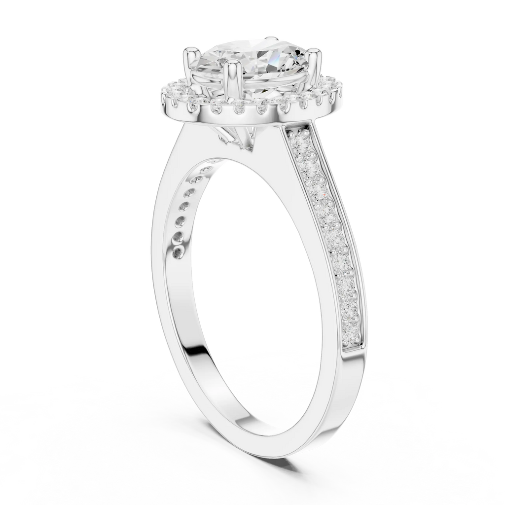 14K Rose Gold Emerald Cut Diamond Split Shank Lab Grown Ring