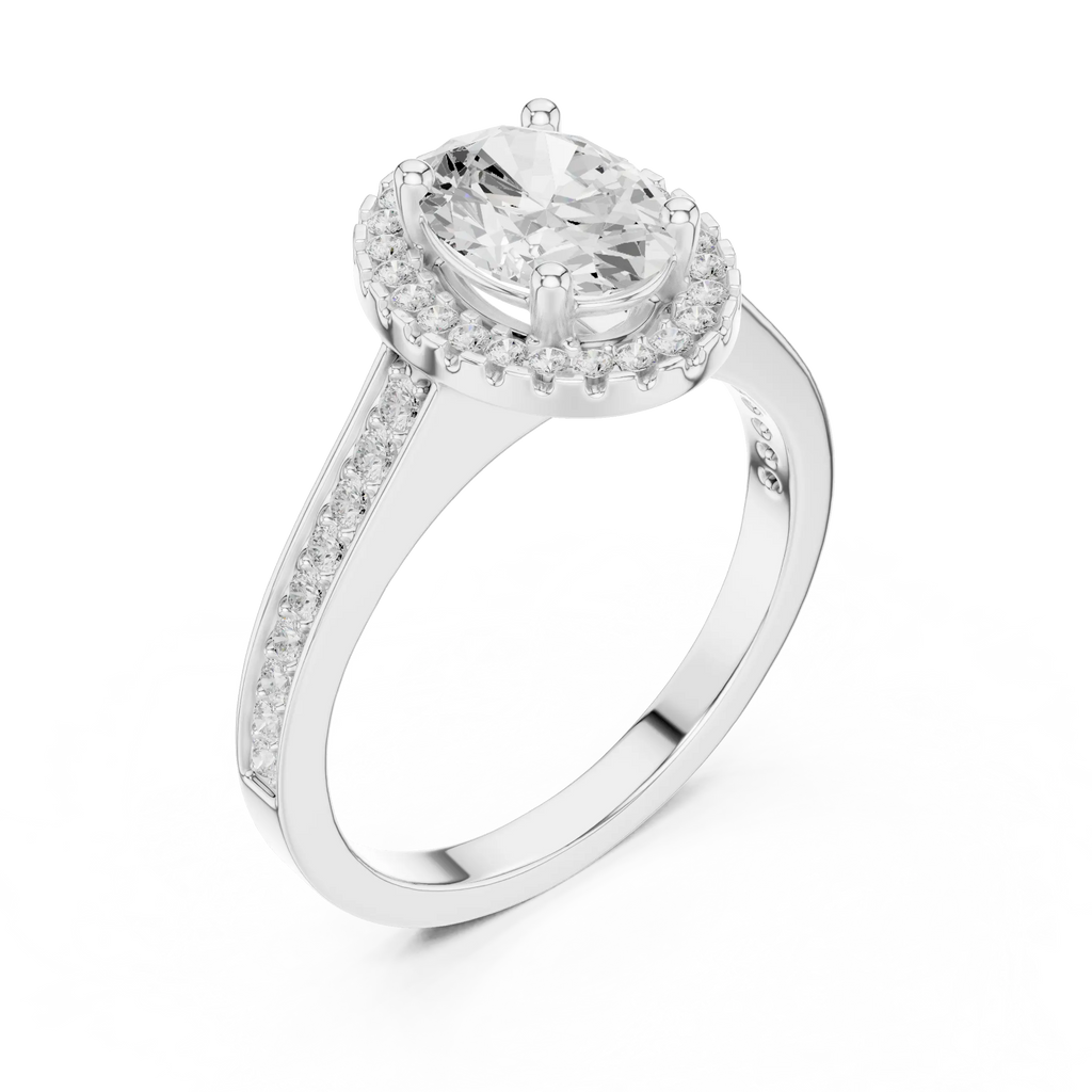 14K Rose Gold Emerald Cut Diamond Split Shank Lab Grown Ring
