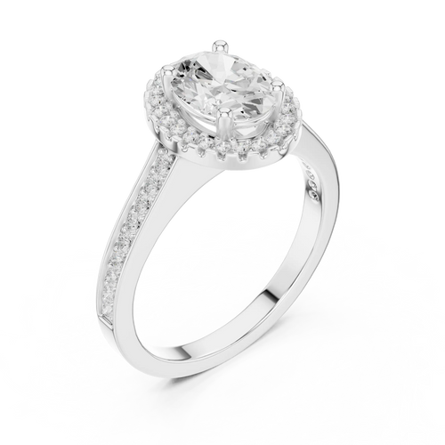 14K Rose Gold Emerald Cut Diamond Split Shank Lab Grown Ring