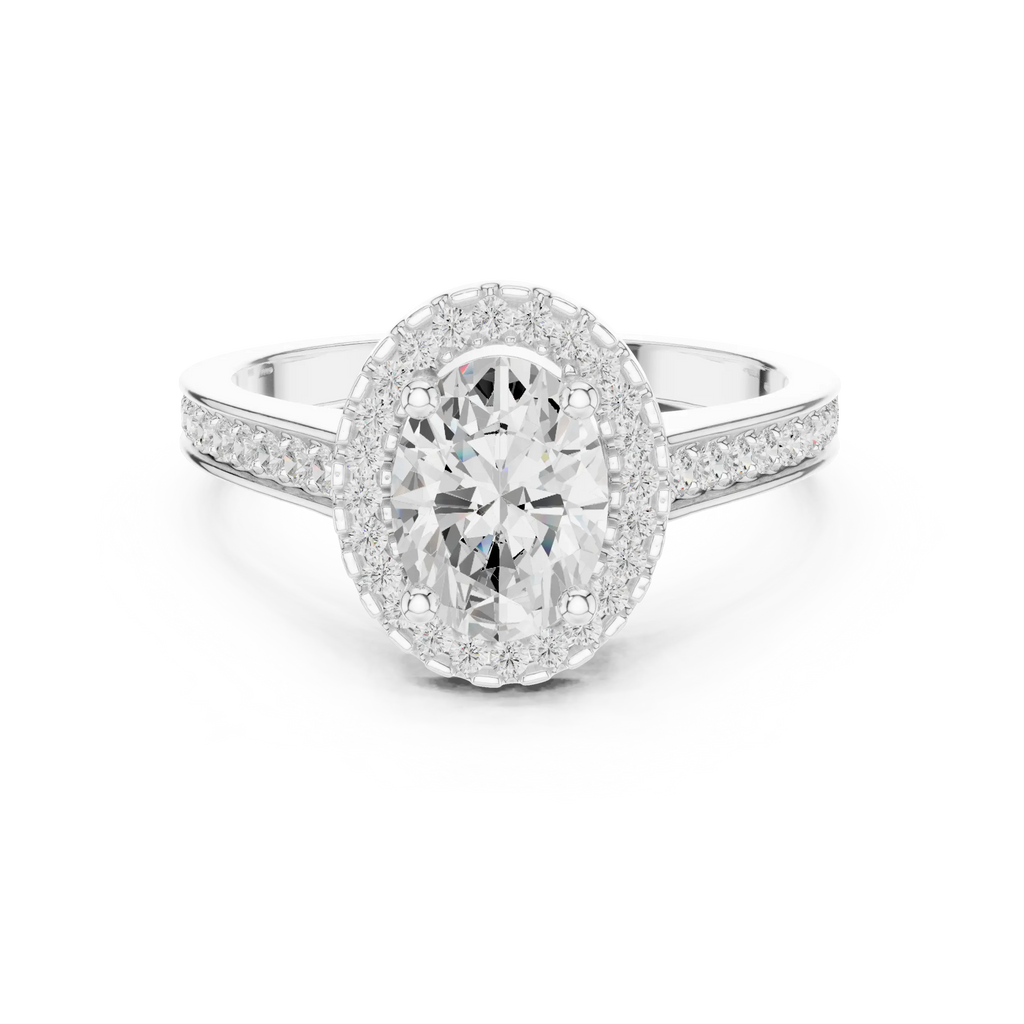 14K Rose Gold Emerald Cut Diamond Split Shank Lab Grown Ring