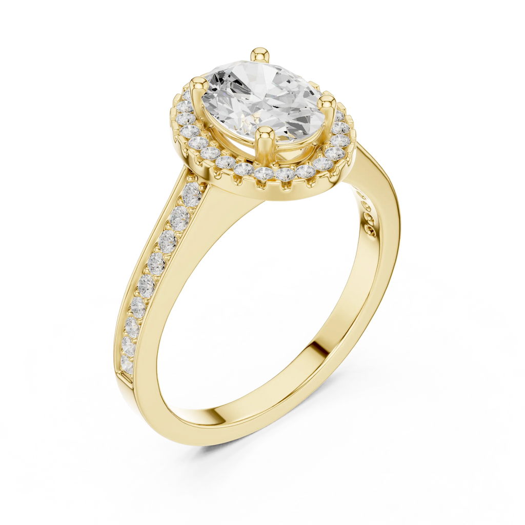 14K Rose Gold Emerald Cut Diamond Split Shank Lab Grown Ring