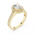 14K Rose Gold Emerald Cut Diamond Split Shank Lab Grown Ring