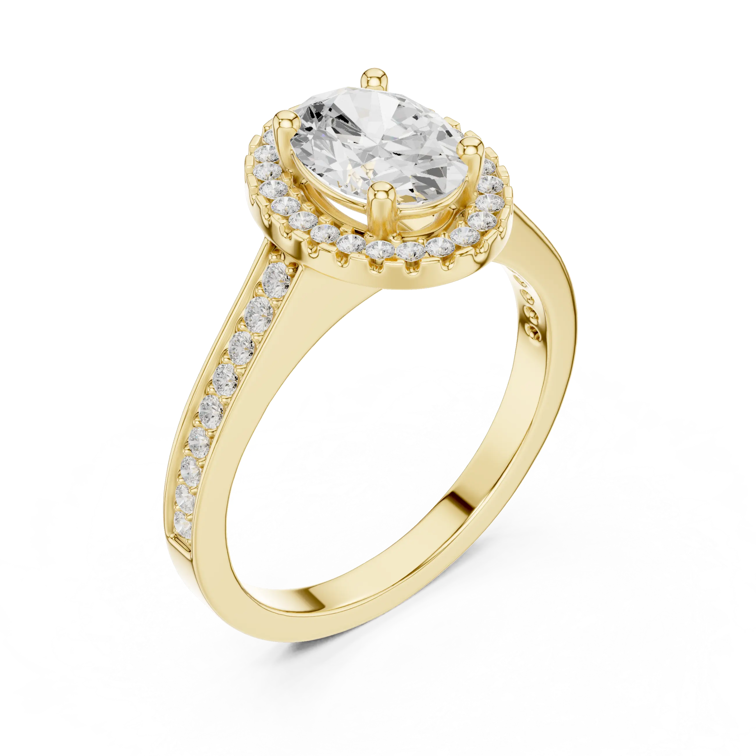 14K Rose Gold Emerald Cut Diamond Split Shank Lab Grown Ring