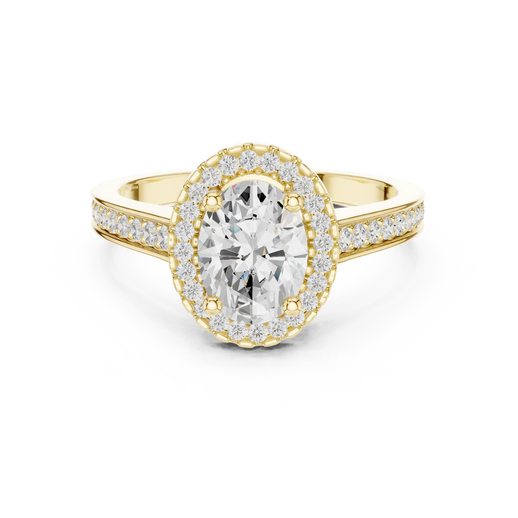 14K Rose Gold Emerald Cut Diamond Split Shank Lab Grown Ring