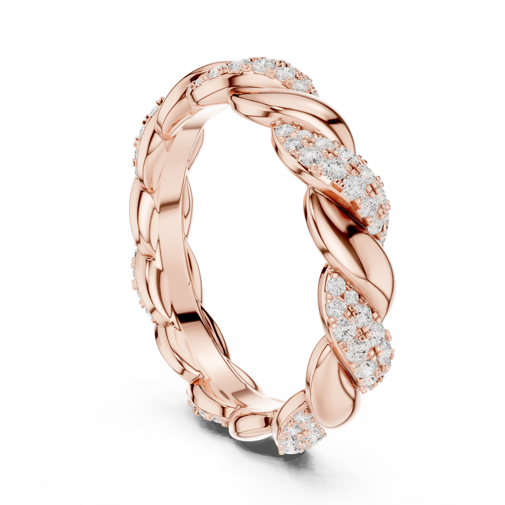 Rose Gold Moissanite Diamond Twisted Eternity Wedding Band