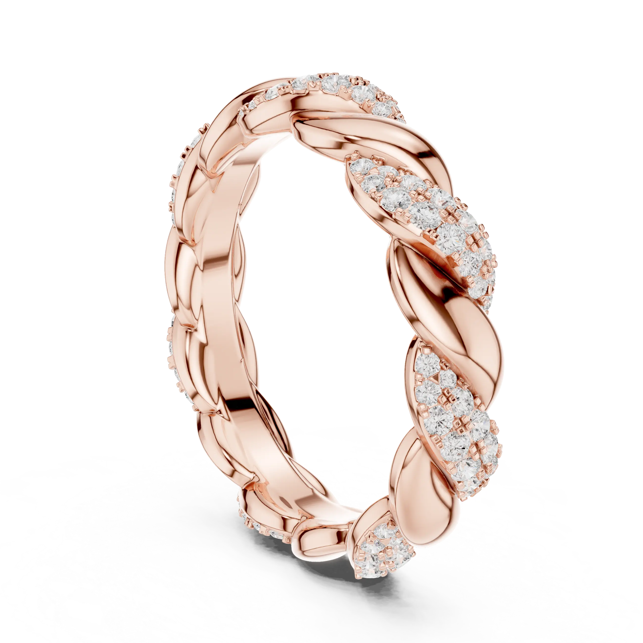 Rose Gold Moissanite Diamond Twisted Eternity Wedding Band