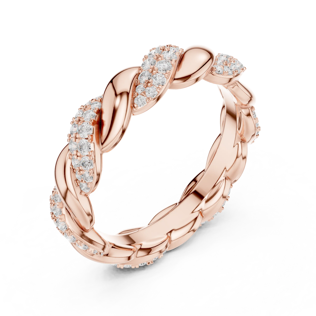 Rose Gold Moissanite Diamond Twisted Eternity Wedding Band