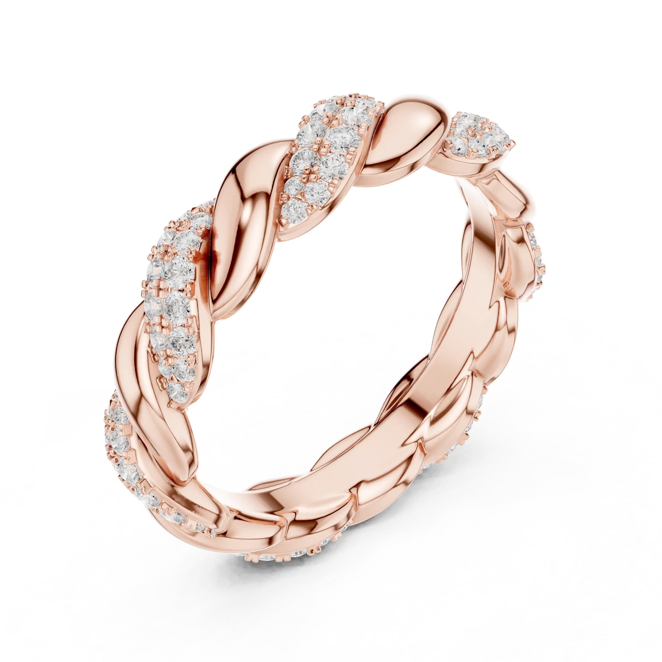 Rose Gold Moissanite Diamond Twisted Eternity Wedding Band