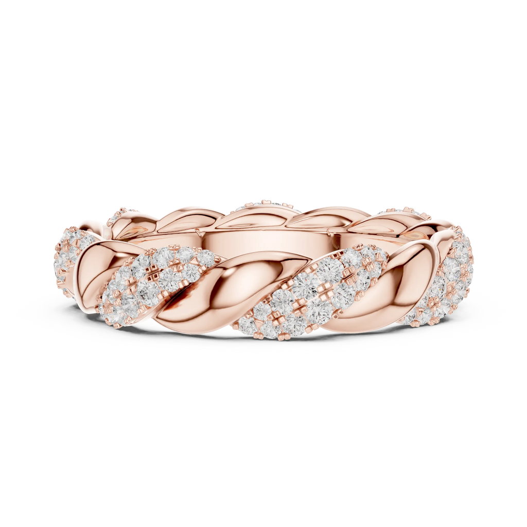 Rose Gold Moissanite Diamond Twisted Eternity Wedding Band