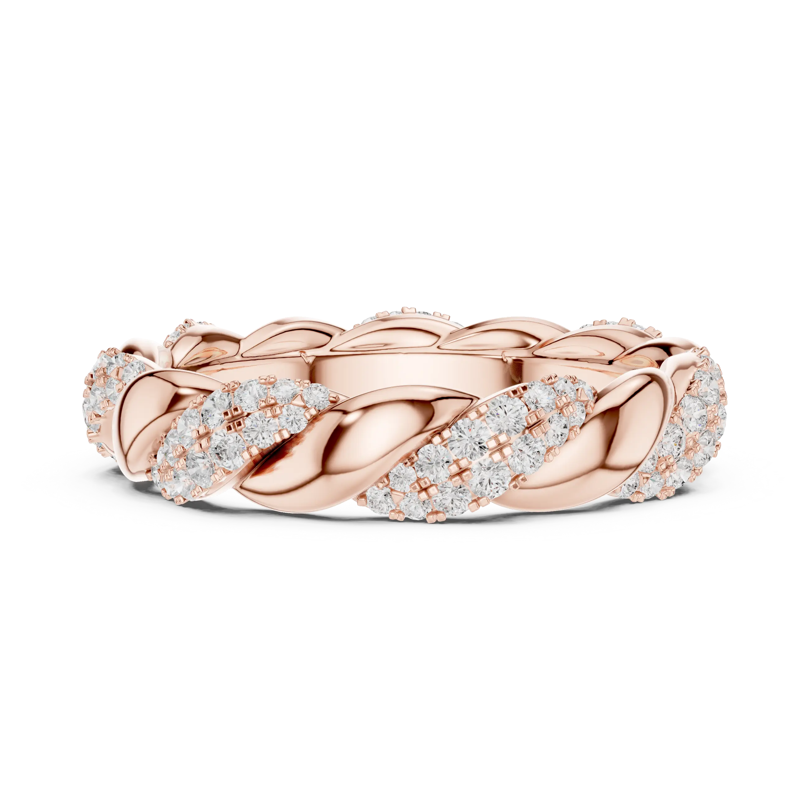 Rose Gold Moissanite Diamond Twisted Eternity Wedding Band
