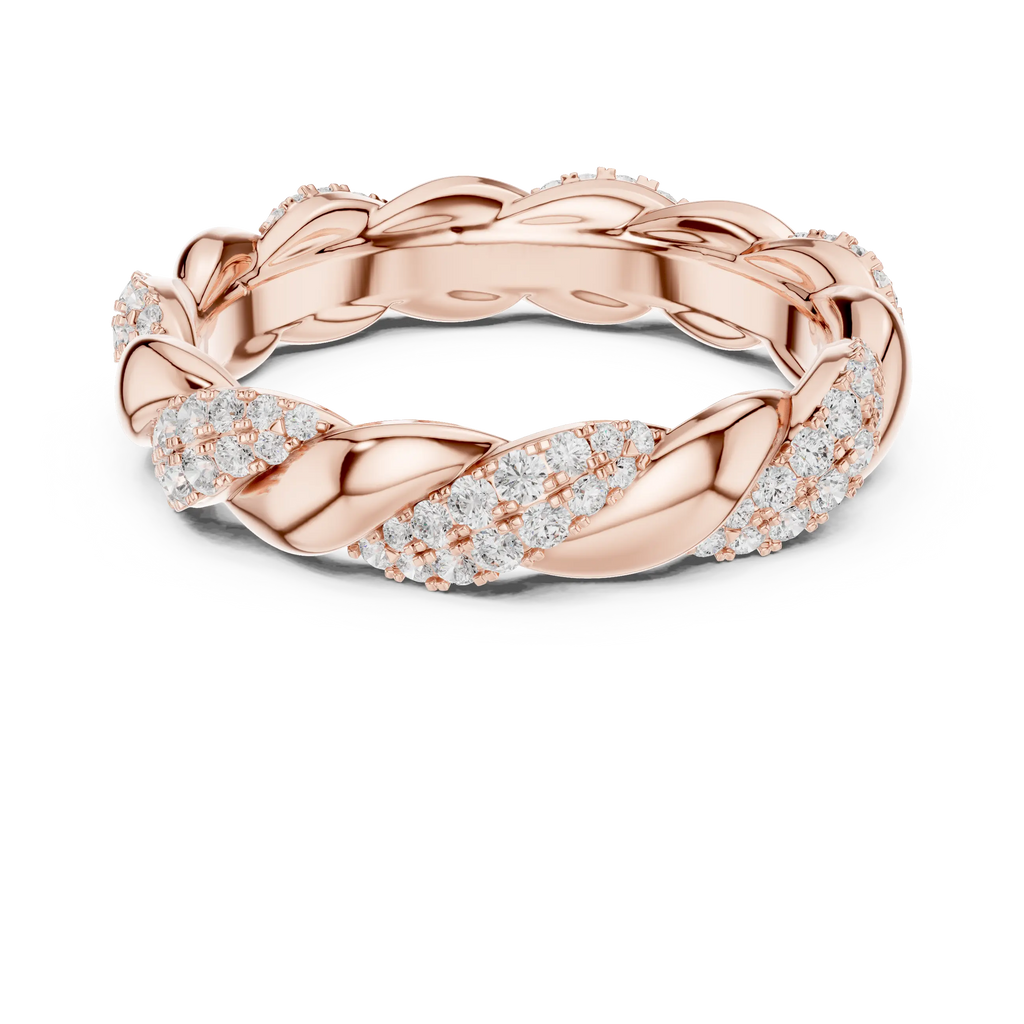 Rose Gold Moissanite Diamond Twisted Eternity Wedding Band