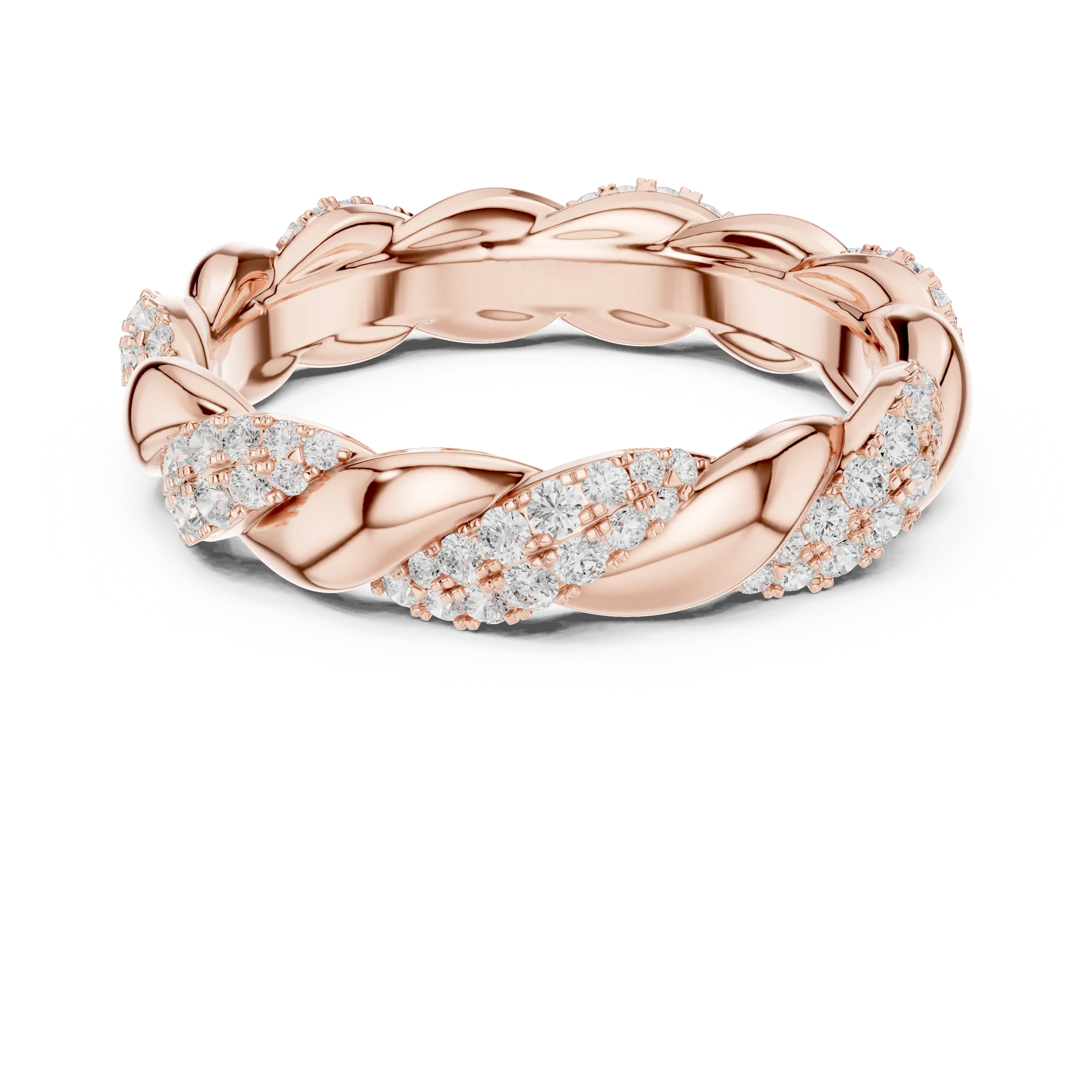 Rose Gold Moissanite Diamond Twisted Eternity Wedding Band