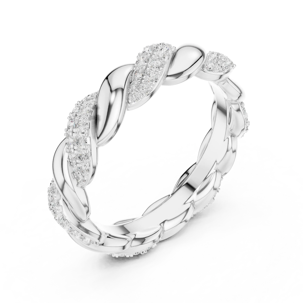 Rose Gold Moissanite Diamond Twisted Eternity Wedding Band