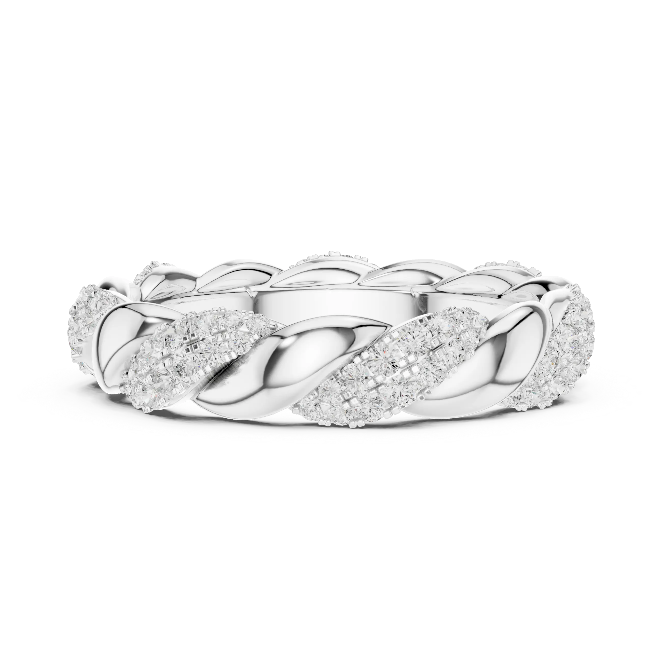 Rose Gold Moissanite Diamond Twisted Eternity Wedding Band