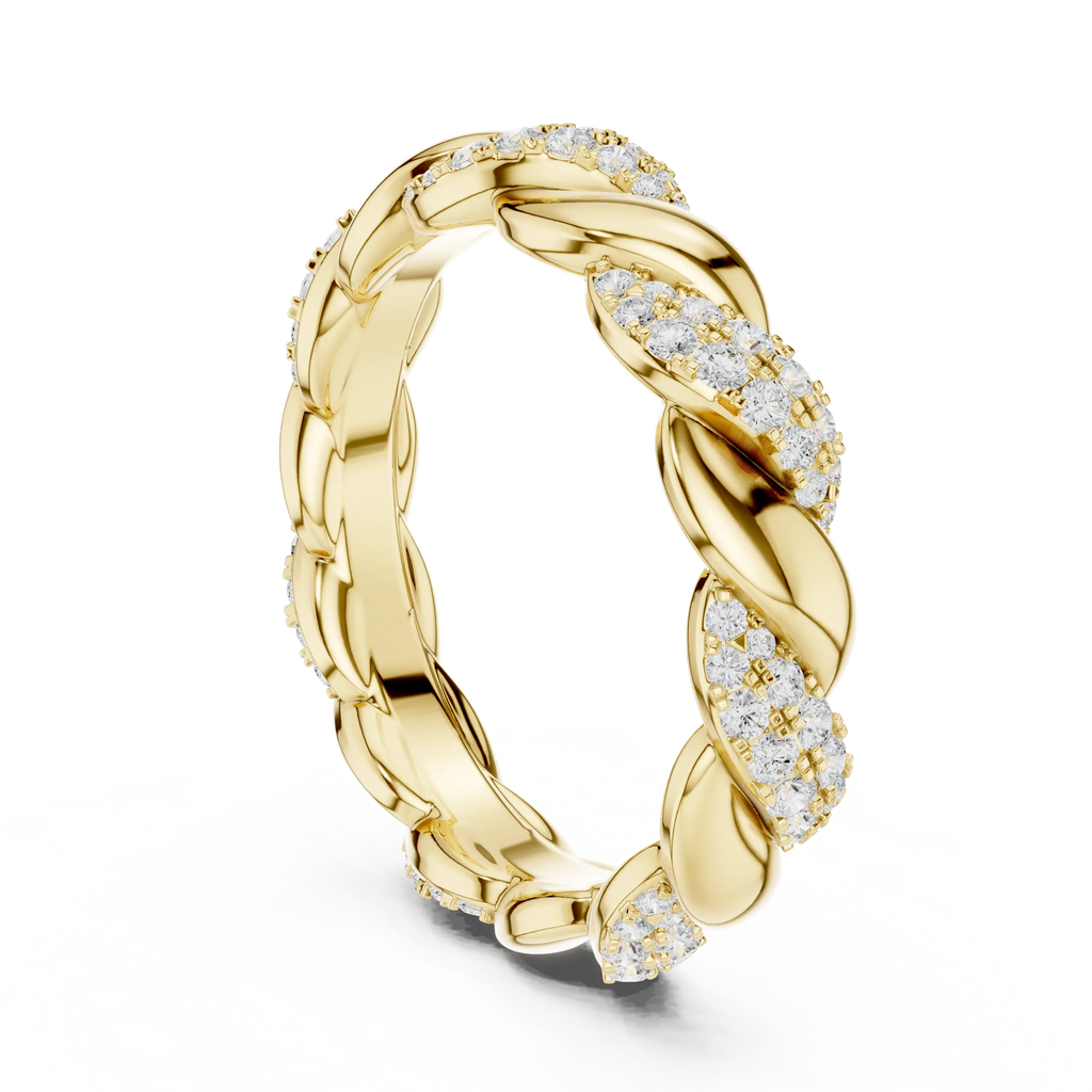 Rose Gold Moissanite Diamond Twisted Eternity Wedding Band