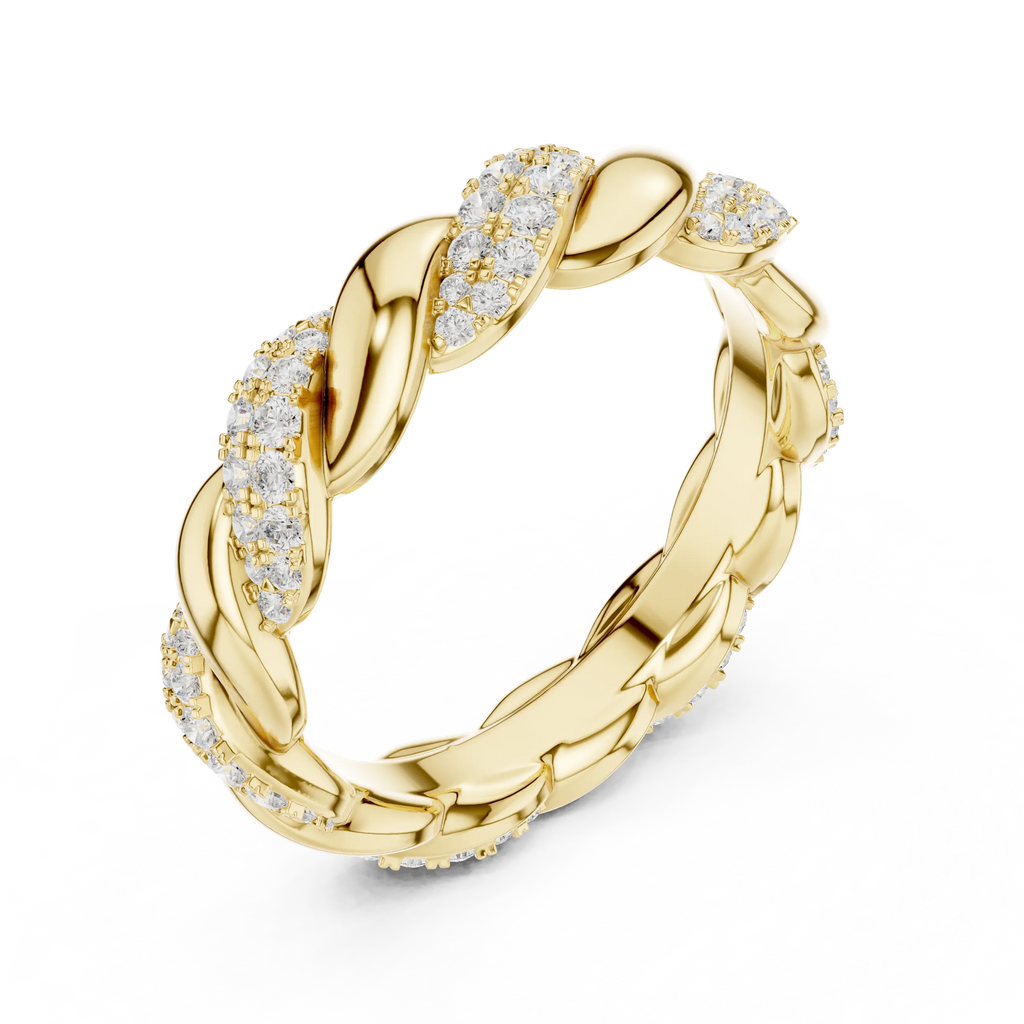 Rose Gold Moissanite Diamond Twisted Eternity Wedding Band