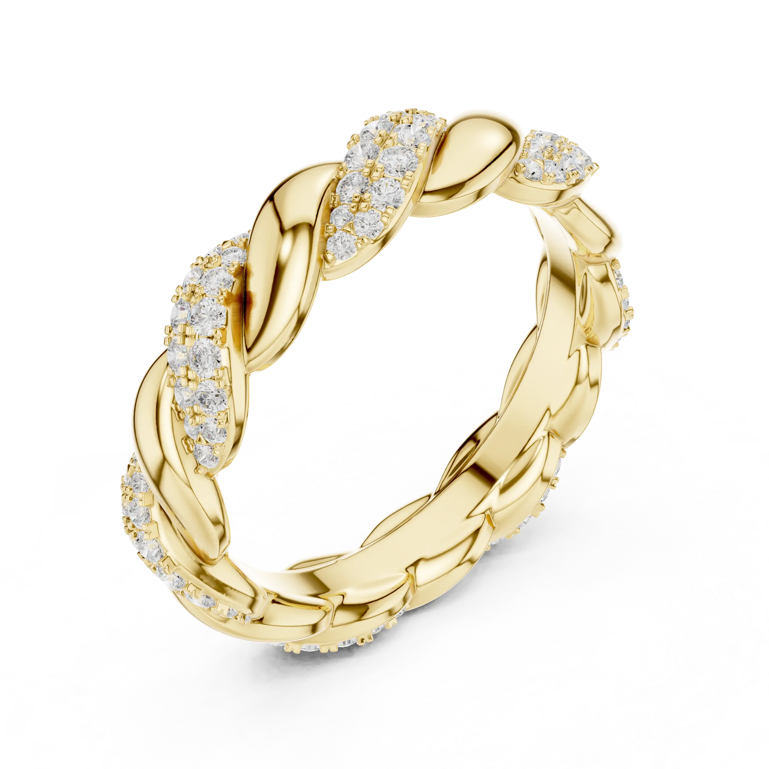 Rose Gold Moissanite Diamond Twisted Eternity Wedding Band