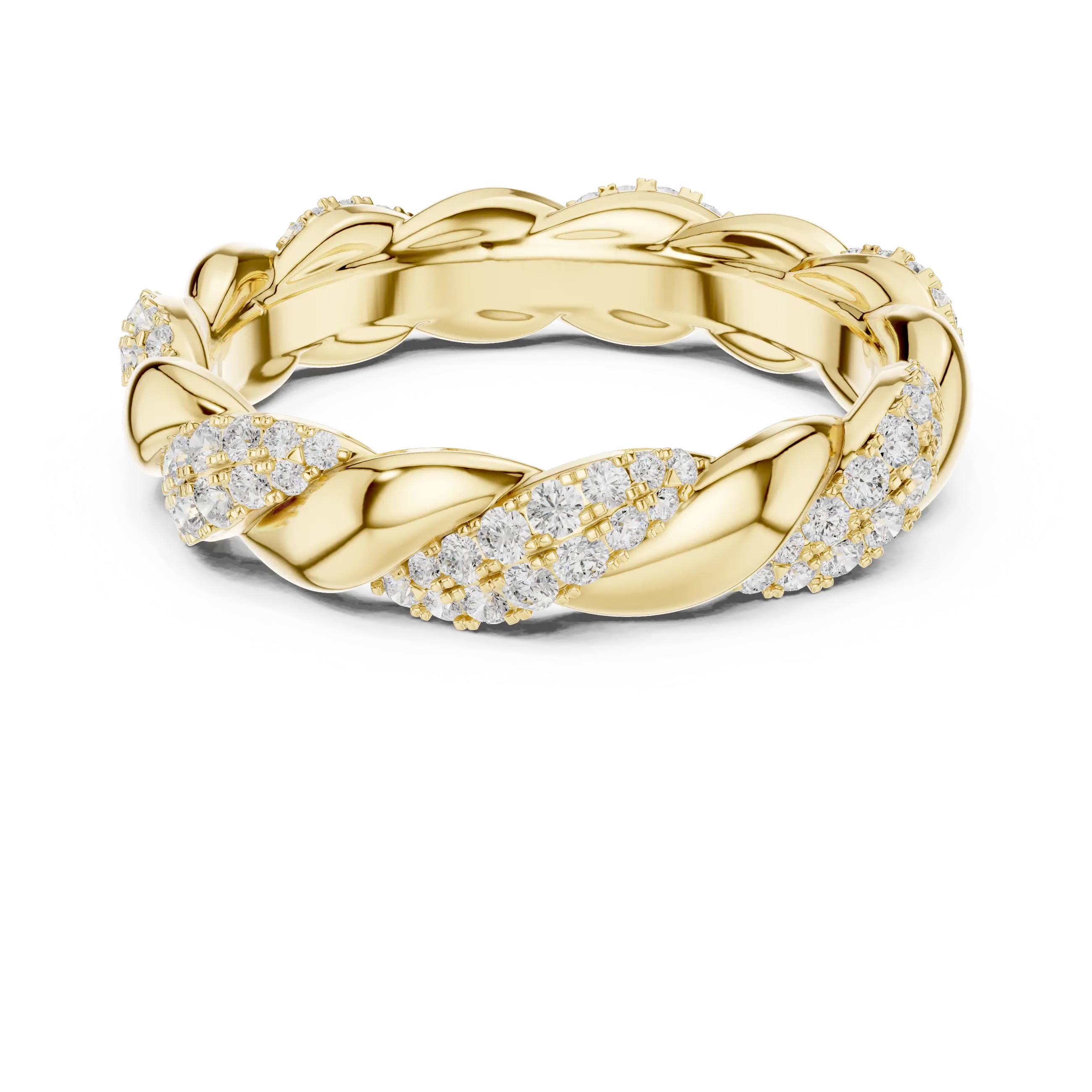 Rose Gold Moissanite Diamond Twisted Eternity Wedding Band