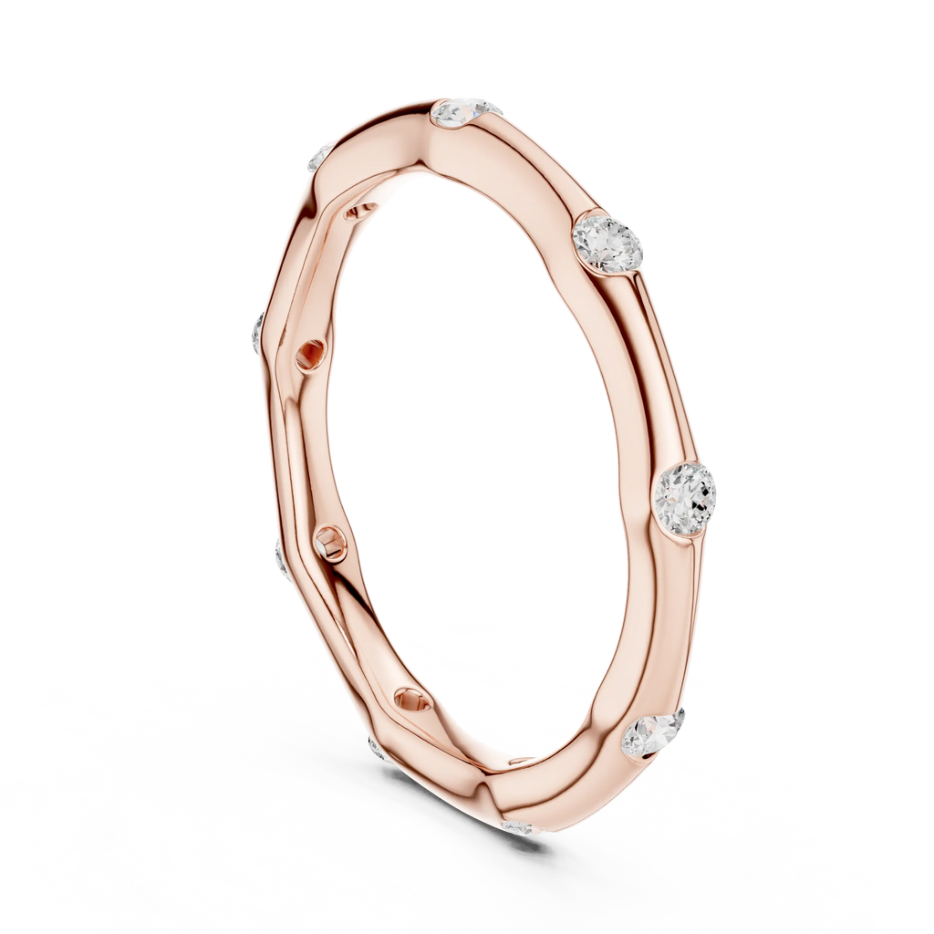 10K White Gold Sculpted Diamond Pebble Eternity Band