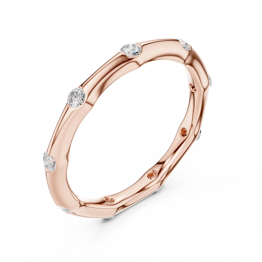 10K White Gold Sculpted Diamond Pebble Eternity Band